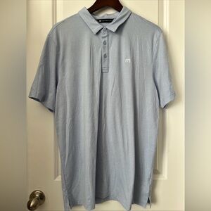 Travis Mathew Golf Polo Shirt Size XL Blue And White Stripes
